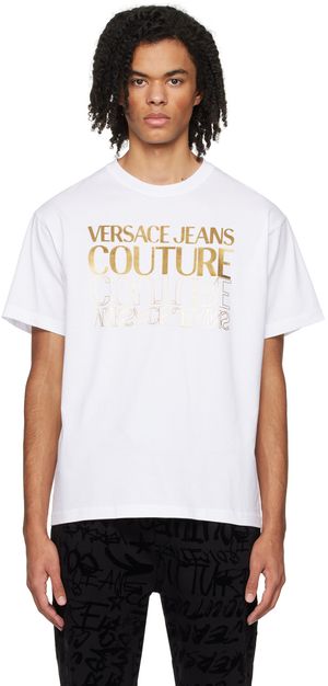Versace Jeans Couture T-shirt blanc à logo contrecollé