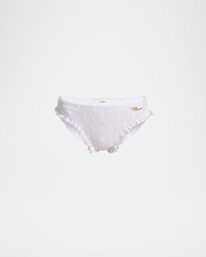 Ruffle-Trim Eyelet Bikini Bottoms