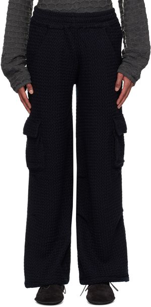 Isa Boulder Pantalon noir à motif chevronné exclusif à SSENSE