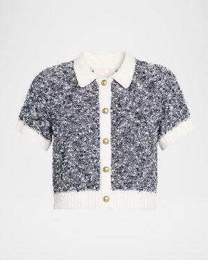 Adalee Short-Sleeve Crop Cardigan