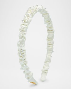 Jessie Pearly Ruched Satin Headband