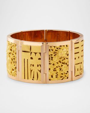 Estate 18K Yellow and Rose Gold 8 Panel Chinese Inspired Bracelet