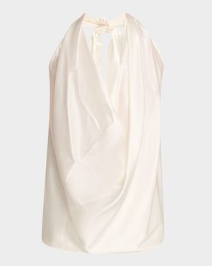 Harriet Sleeveless Draped Silk Halter Top