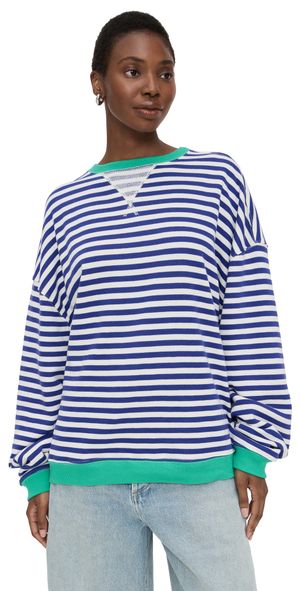 Free People Classic Striped Crew Sand Dollar Combo M