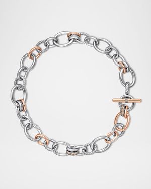 DY Mercer Necklace with Diamonds and 18K Rose Gold in Silver, 25mm, 19"L