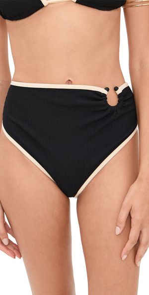 Johanna Ortiz Susurro Del Agua Bikini Bottoms Black/Ecru XL