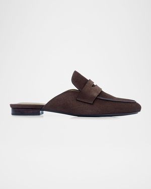 Suede Penny Loafer Mules