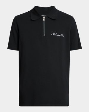Men's Embroidered Zip Polo Shirt