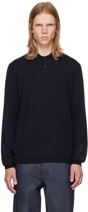 A.P.C. Polo Jacob bleu marine à logo brodé