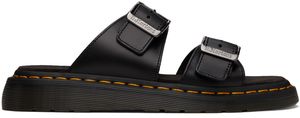Dr. Martens Black Josef Leather Buckle Slide Sandals