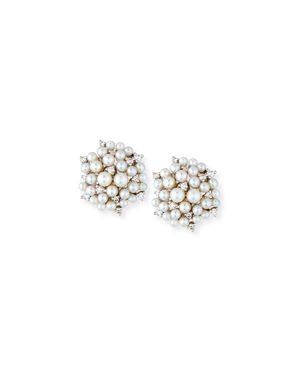 Lagrange Pearl & Diamond Cluster Earrings