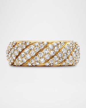 Sculpted Cable Flex Bracelet with Diamonds in 18K Gold, 7.5mm