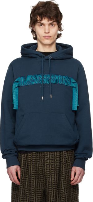 Lanvin Navy Curb Lace Hoodie