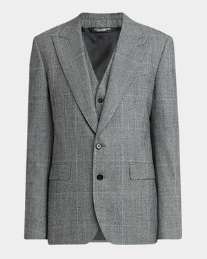 Men's Wool Glen Plaid Three-Piece Suit