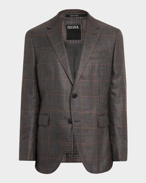 Men's Cashmere and Silk Houndstooth Check Sport Coat