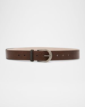 Calf Leather Belt W/ Brass Buckle