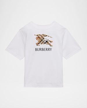 Boy's Embroidered EKD Check Cotton T-Shirt, Size 4-14