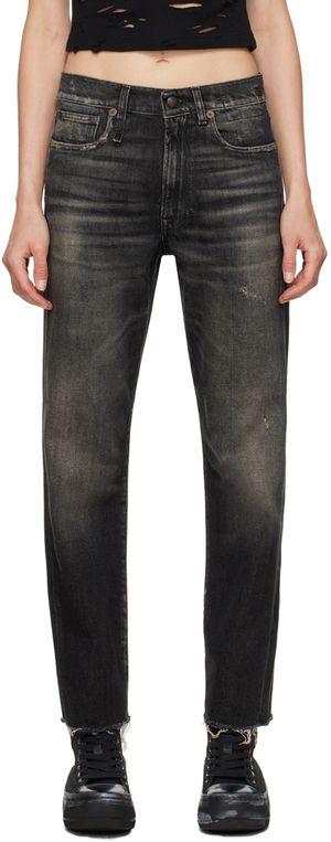 R13 Black Stretch Boyfriend Jeans