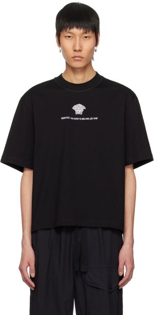 Versace T-shirt noir à logo Medusa Milano brodé