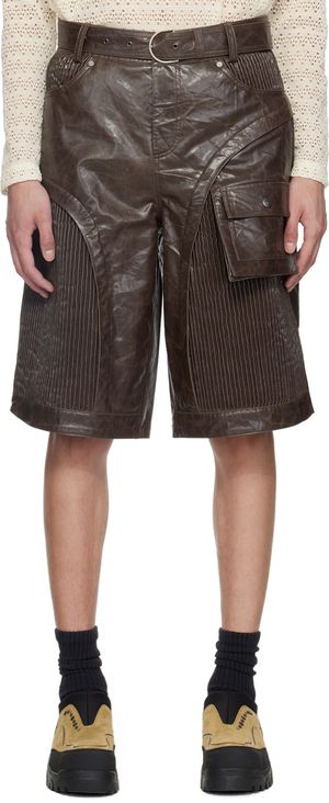 Andersson Bell Brown Sunbird Faux-Leather Shorts