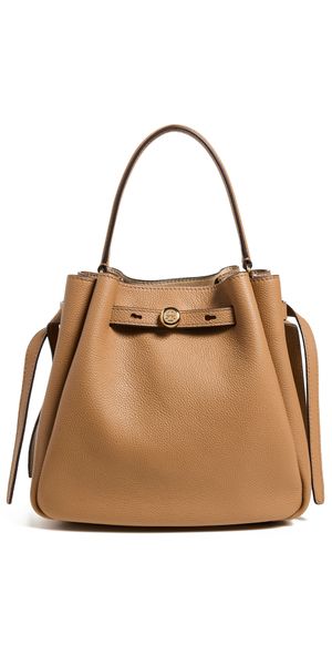 Tory Burch Romy Pebbled Small Bucket Bag Tiramisu One Size