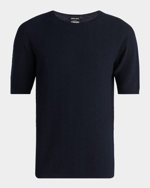 Men's Chevron Short-Sleeve Crewneck Sweater