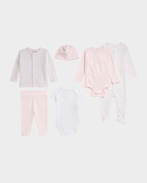 Girl's 6-Piece Interlock Cotton Knit Gift Set, Size Newborn-9M