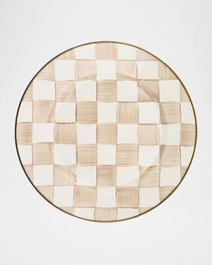 Mocha Check Dinner Plate