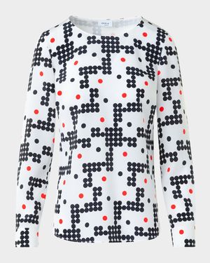 Alice Dot Grid Crepe De Chine Blouse