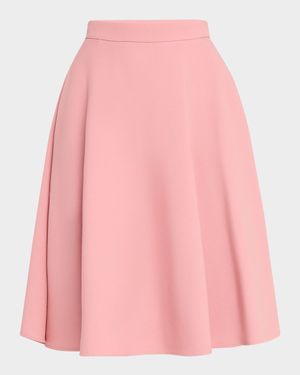Wool Crepe-Stretch Longuette Skirt