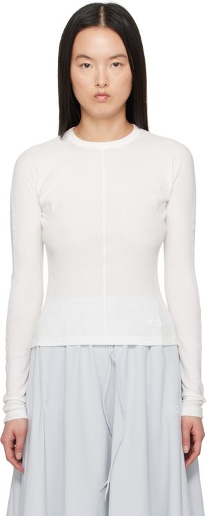 Y-3 White Fitted Long Sleeve T-shirt