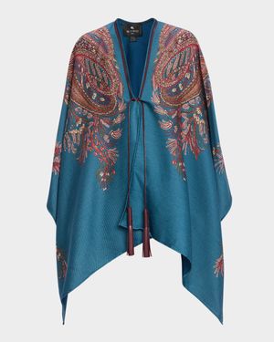 Floral Paisley-Print Handkerchief Cape
