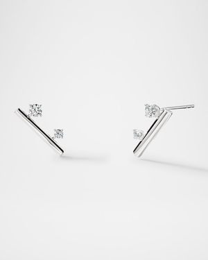 18K White Gold Barre Floating Diamond Climber Earrings