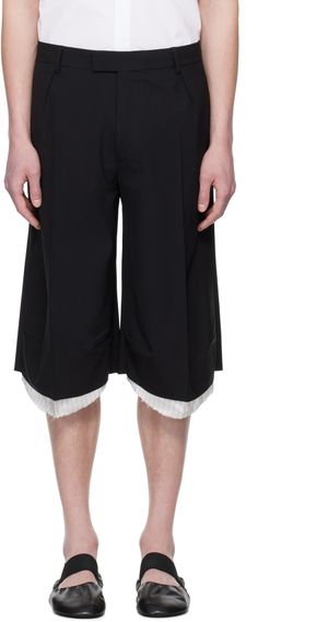ALAINPAUL Black Knee Tailored Shorts