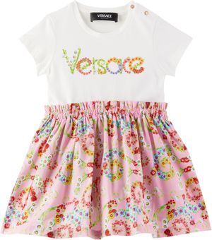 Versace Baby White & Pink Floral Swirl T-Shirt Dress