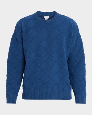 Men's Intrecciato Wool Knit Crewneck Sweater