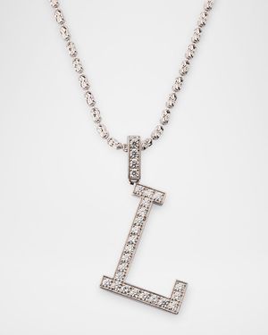 18K White Gold Small Diamond L Necklace, 0.84tcw/18"