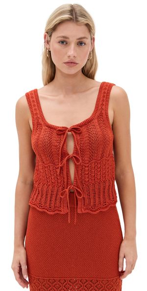 Madewell Pointelle Front Tie Sweater Tank Rustic Flame XL