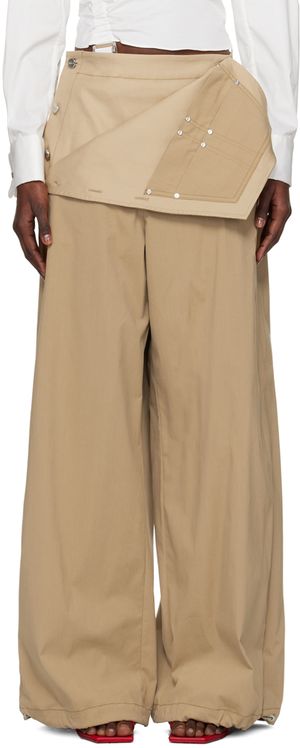 Dion Lee Tan Foldover Parachute Trousers