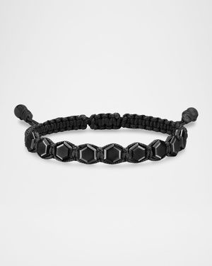 Men's 1-Row Woven Bracelet in Nylon with Black Titanium, 6mm