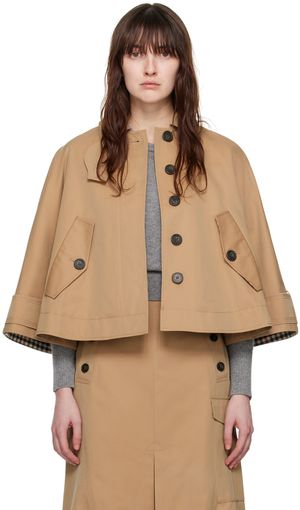 Erdem Tan Cropped Trench Coat