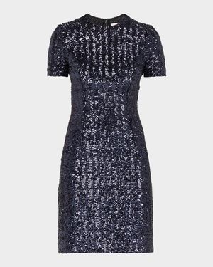 Sequined Short-Sleeve Mini Dress