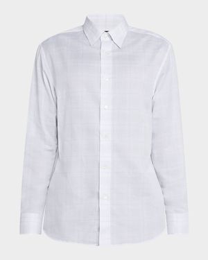Men's Cotton and Linen Plaid Sport Shirt