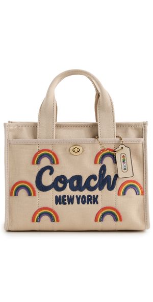 Coach Rainbow Embroidered Canvas Cargo Tote 26 B4/Dark Natural One Size