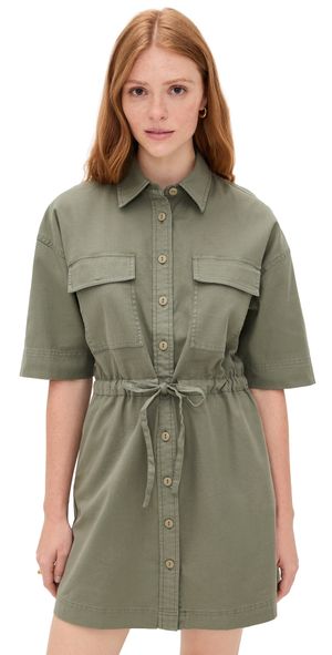 Faherty Utility Twill Mini Shirtdress Coastal Sage M