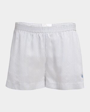 Striped Silk Pull-On Shorts