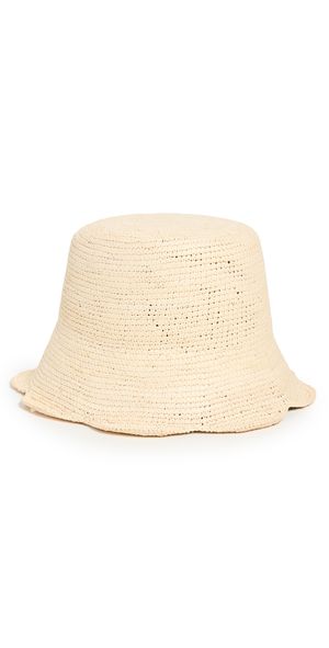 Freya Packable Scallop Straw Bucket Hat Natural S/M