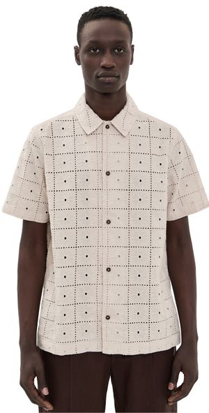 Les Deux Hector Anglaise Short Sleeve Shirt Light Sand L