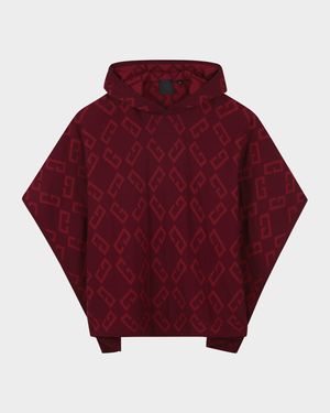 Girl's 4G Intarsia-Knit Hooded Sweater Cape, Size 4-6