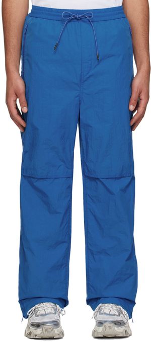 Juun.J Pantalon bleu à coutures latérales à glissière